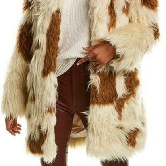 NWT Zadig & Voltaire Fred Tache Faux Fur Natural Coat Sz S - Picture 3 of 14